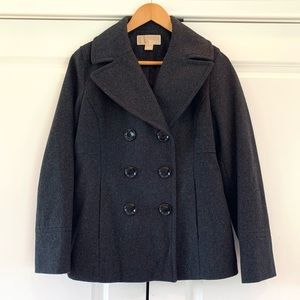 Michael Kors Pea Coat Wool Blend Gray Jacket Classic Double Breasted Small